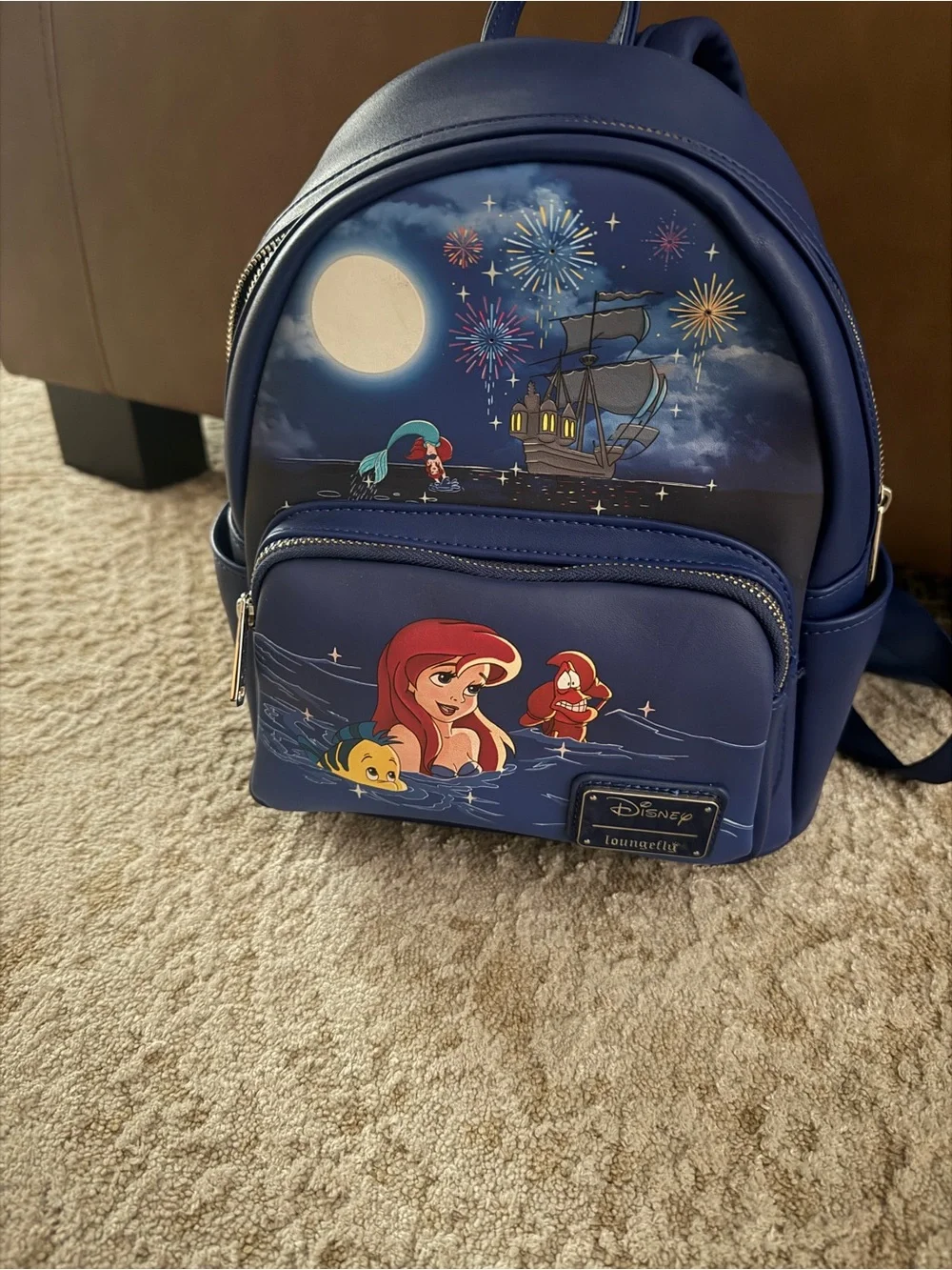 New Disney Loungefly Ariel light up Navy Blue Mini Backpack by Loungefly